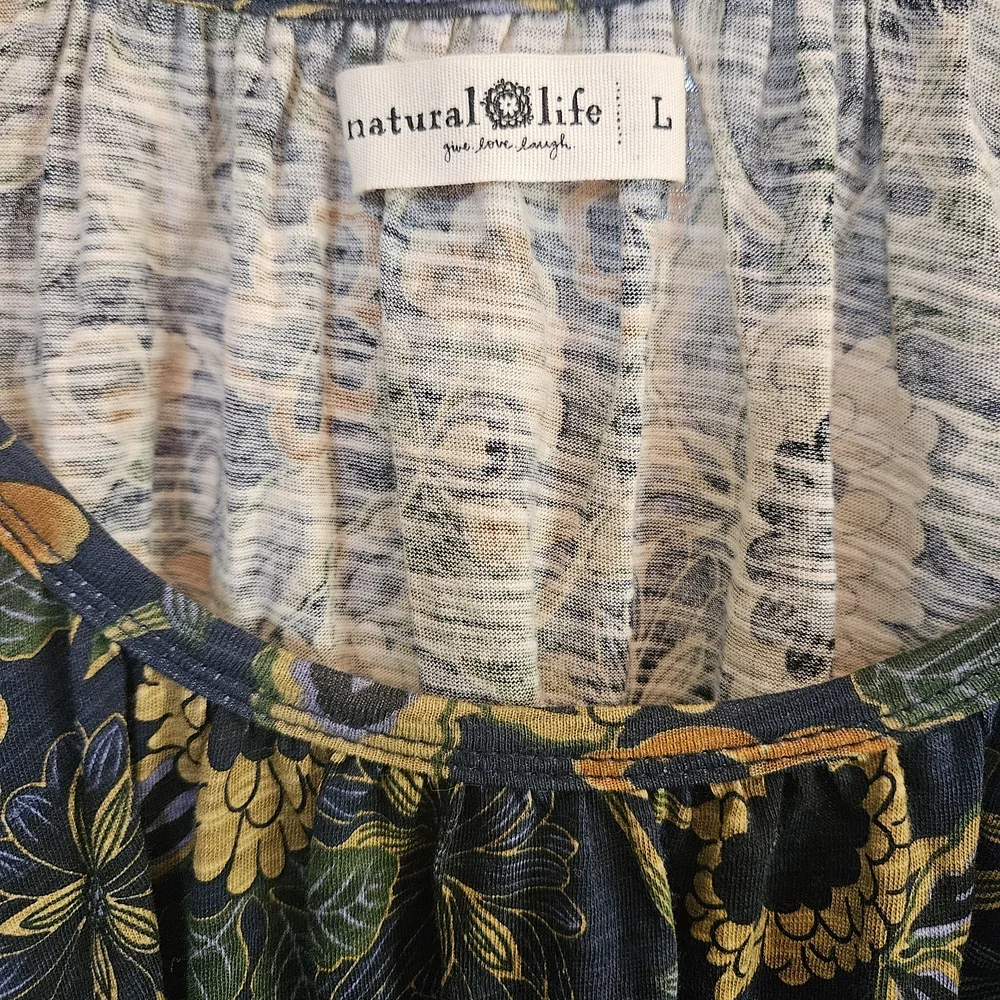 NATURAL LIFE Blue and Yellow Floral Blouse - Picture 3 of 3